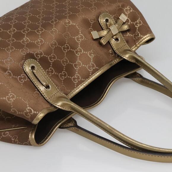 GUCCI GG Canvas Pretty Tote Bag Gold Tone - Picture 6 of 16